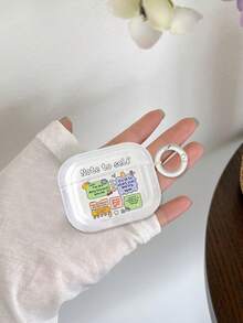 1pc Cartoon Slogan Pattern Wireless Bluetooth Earphone Protective Case Compatible With Apple 1/2/3/4, Pro/Pro2/Pro3 - Multicolor - View 5