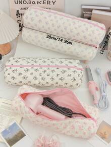 1个粉色草莓花卉图案吹风机收纳袋，卷发棒收纳袋，旅行便携式吹风机收纳袋，旅行便携多功能化妆包，化妆品收纳旅行洗漱包，手提包防尘大容量电卷发棒直板夹保护套，吹风机收纳袋 - 彩色 - 查看 11