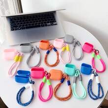 Compatible With Apple Pro 3 Protective Case, 2025 New Silicone Protective Cover, Compatible With AirPods Pro 2 With Lanyard, Compatible With AirPods 4 Phone Case, Travel Accessories, Fashionable Protective Case, Scratch-Resistant, Skin-Friendly Case, Durable Earphone Case, Includes New Braided Wrist Strap - Light Grey - View 3