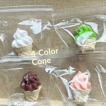 硅胶冰淇淋挤压玩具，逼真食物造型减压玩具，带钥匙扣，硅胶挤压玩具 - 彩色 - 查看 4