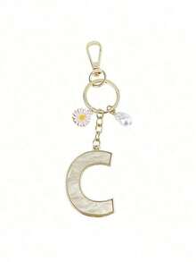 1pc 26 English Alphabet Faux Pearl Alloy Keychain Paired With Bowknot Ornaments, Popular Accessory, Backpack Charm Car Hanging Pendant Women Girls,Wallet And Handbag Accessories,Couple Pendant, Bag Pendant, Headphone Pendant,Suitable As A Family, Friends, Lovers, Mother's Day Gifts, Teacher Gifts, Birthday Gifts, Holiday Gifts - Nhiều màu - Xem 3