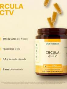 VITAL BOTANICS - Active Circulation - Omega 3, 6 y 9, Vitamina C, Ajo, Bromelina, Cúrcuma, Jengibre, Uva - Multivitamínico - 200 Cápsulas De 500 Mg - 6 Meses Suplemento - Libre De Gluten Y Aditivos - Caqui - Ver 5