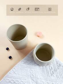 1pc Infant/Toddler Apricot Plain Silicone Large Capacity Spill-Proof Drinking Cup, Suitable For Daily Hydration - Apricot - View 7