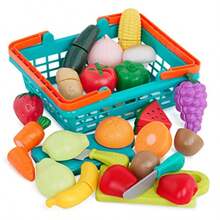 Battat Play Food For Toddlers With Farmers Market Basket And Chopping Board Toy Food For Kitchen And Pretend Play For 3+ Years 37 PiecesChildren's Joyful Games, Essential Toys For Children - Multicolor - View 2