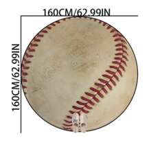1 Peça Tapete Redondo Antiderrapante com Padrão de Beisebol, Tapete de Área Lavável para Mesa de Centro, Escrivaninha, Quarto, Sala de Estar, Decoração de Sala de Jogos - Multicolorido - Visão 17