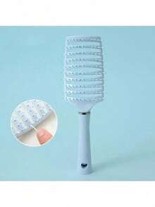 1-Pack Unisex Hair Brush, Multi-Color Fluffy Ribbed Comb, Dual-Use For Waves/Smoothing, Wet/Dry Use, Unscented Professional Styling Brush, Ideal For National Day, Bathroom Use, Scalp Massage, Back-To-School, Travel Vacations, And Daily Life, Also A Festive Gift For Family And Friends. - Massage Comb With Large Curved Shape - View 9