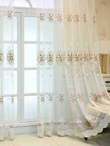 1 Rèm cửa ren mỏng thêu phong cách Châu Âu, rèm cửa màu trơn trang trí cao cấp cho phòng khách, cửa sổ lồi, ban công - Nhiều màu - Xem 4