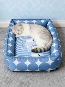 Cama elevada y reforzada para gatos/perros, a prueba de humedad, resistente al agua, resistente a arañazos, con soporte cómodo para el cuello, nido para dormir profundamente, adecuada para mascotas pequeñas/medianas - Multicolor - Ver 16