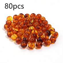 10-200pcs/Pack Amber Acrylic Round Beads 6-20mm Brown Handmade Necklace Bracelet Earring Clothing Accessories DIY Jewelry Supplies - Amber Beads - View 10