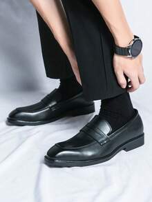 男士尖头正装鞋、乐福鞋、复古休闲皮鞋、婚鞋及办公鞋 - 黑色 - 查看 7