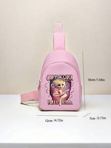 1pc Mini Pink Fashionable & Unique Cartoon Cappuccino Ballet Shoes Crossbody Bag - Lightweight, With Adjustable Strap And Durable Polyester Lining, Suitable For Commuting And Vacation. Comes With A Lipstick, Coin Purse And Small Wallet. - Pink - View 8