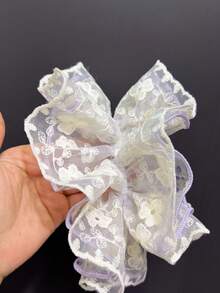 1 Stück koreanischer Blumen Scrunchie, eleganter Haargummi für hohen Pferdeschwanz, frischer und femininer Scrunchie Haargummi - Mauve - Übersicht 3