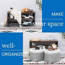 Large Storage Bins For Clothes Fabric Deep Baskets For Organizing Set Of 2 Grey Fabric Pantry Storage Bins For Hallway Living Room Blankets 17x12x15 In Extra Large Shel F Tote Baskets - 白色和灰色 - 查看 4