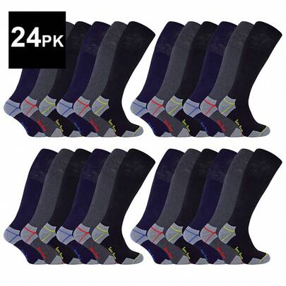 Sock Snob Sock Snob - 24 Pair Multipack Mens Long Knee High Work Socks | Heavy Duty Reinforced Heel Socks For Steel Toe Boots