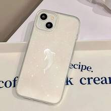 1pc Transparent White Whale Soft TPU Matte Phone Case, Suitable Compatible With Apple 17 16 15 14 13 12 11 Plus Pro Max Series, Personalized INS Style Protective Cover, Fashionable Minimalist Full-Body Protection Case - Multicolor - View 5