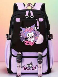 SANRIO 1 chiếc balo in hình Kuromi, balo đi học thiết kế tối giản hình mèo con, balo nhẹ và thoải mái với dung tích lớn dành cho nữ sinh, balo học sinh đa năng tiện dụng. - Nhiều màu - Xem 1