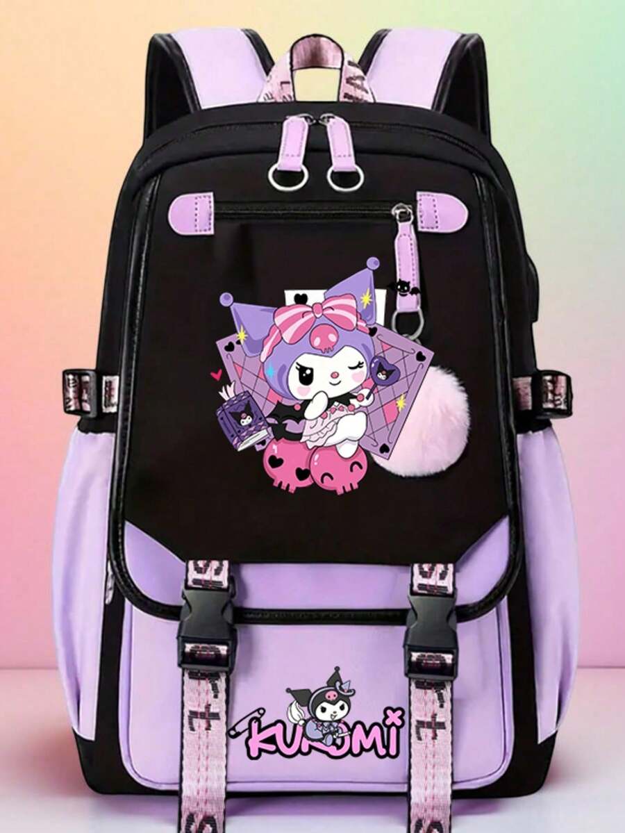 SANRIO 1 chiếc balo in hình Kuromi, balo đi học thiết kế tối giản hình mèo con, balo nhẹ và thoải mái với dung tích lớn dành cho nữ sinh, balo học sinh đa năng tiện dụng. - Nhiều màu - Xem 1