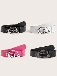 1pc New Style Waist Belt, Retro American Fashion Silver Buckle, Black Personalized Ins Subculture Black Pants Belt, - A - View 12