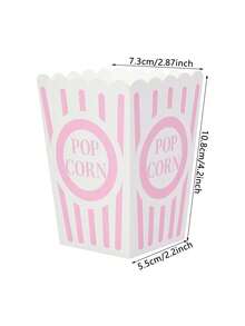 10pcs/30pcs/50pcs Classic Light Pink Striped Popcorn Boxes, Pink & White Striped Paper Popcorn Containers Suitable For Movie Night, Carnival, Birthday, Baby Shower, Gender Reveal, Wedding Party Gifts And Supplies - 粉紅色圖案 - 查看 2