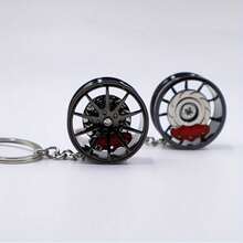 1pc Zinc Alloy Wheel Hub Keychain With Caliper, 360° Rotatable Car Key Ring, Unique Gift For Car Enthusiasts - Durable And Creative Design - 黑色 - 查看 8