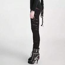 Distressed Gothic Punk Visual Leggings - Black - View 2