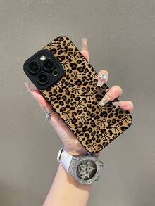 1个时尚蝴蝶结豹纹图案黑色哑光质感TPU保护手机壳，适合作为送给男朋友/女朋友的礼物，兼容苹果、OPPO、vivo和其他安卓手机 - 彩色 - 查看 1