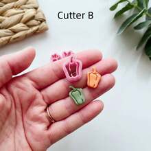 1/4Pcs Playful Vegetable Polymer Clay Cutters – Pastel Pink Mini Carrot & Broccoli Shapes, Boho Chic Craft Tools For DIY Earrings, Jewelry Charms & Food Lover Gifts - Pink - View 6