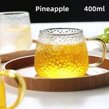 1pc 350ml Hammered Glass Cup, Transparent Thick Tea Cup, Household Kung Fu Tea Cup, Teacup With Handle, Yellow - Transparent - View 7