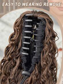 Tóc giả đuôi ngựa dài 26 inch màu nâu đậm, kiểu gợn sóng, làm từ sợi tổng hợp chịu nhiệt, phù hợp cho phụ nữ dự tiệc và sử dụng hàng ngày. - màu nâu - Xem 9
