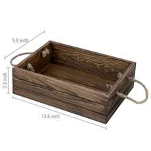 MyGift Caja organizadora Hecha en Madera rustica Color cafe Tiene Asas de Cuerda de Yute. Caja de Madera sin Tapa Funcional y Decorativa - Marrn - Ver 5