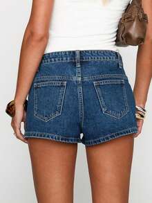 Low Rise Jean Shorts For Women Y2k Stretchy Mini Denim Shorts Summer Going Out Booty Shorts Party Club Micro Shorts With Pockets - Màu xanh lam - Xem 4