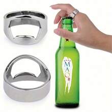 1pc Stainless Steel Ring Bottle Opener, Creative Portable Beverage Cap Removal Tool - Durable And Easy To Operate - Multicolor - View 10