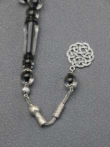 1串经典畅销黑色半透明45颗10毫米穆斯林念珠，高品质个人祈祷念珠 - 彩色 - 查看 5