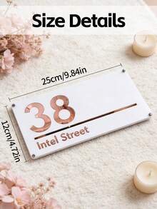 Personalized Laser Engraved Acrylic House Number Plaque - Customizable With Your Name And Address, Minimalist Design, Suitable For Indoor And Outdoor Use. Made Of Acrylic With High-Quality Engraving, Perfect For Yards, Villas, Streets Or Communities. Outdoor Signage | Modern House Number Plate | Acrylic Identification, House Number, Outdoor Home Signage - Multicolor - View 11