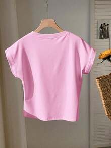 2026 SUMMER TopComfortcana Women's Casual Coffee Brown Round Neck Short Sleeve T-Shirt, SummerLoose And Comfortableshirt - 粉色 - 查看 2