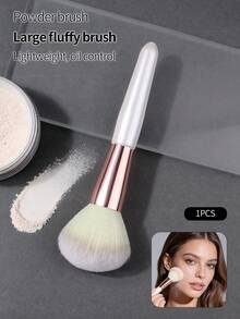 1pc Soft Fiber Multi-Purpose Makeup Brush - Powder Brush, Blush Brush, Contour Brush, Setting Brush, Evenly Picks Up Powder Without Fallout, Ideal For Beginners & Professionals - White - View 4