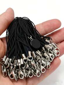 1 Pack Of 10/30/50/100/200pcs Multi-Color Black Hanging Cord, Lanyard, Lobster Clasp, Keychain, Phone Charm, Jewelry Accessories - Black - View 12