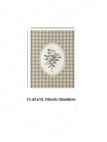 1pc Frameless Neutral Brown Gingham Floral Wall Art Print, Vintage Botanical Checkered Plaid Pattern, Minimalist Cottagecore Aesthetic Poster For Living Room, Bedroom, Dorm, Room Decor, Wall Prints,Funky Posters,Vintage Decor,College Dorm Essentials - Neutral Brown Plaid Flowers - View 13