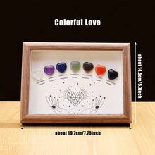 1pc Natural Reiki Gemstone Decor, 7 Chakra Life Crystal Pebble Wooden Photo Frame, Feng Shui Craft, Home Decor Gift, Spring Garden Decoration - Chakra Photo Frame - View 15