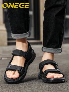 1双男士透气沙滩鞋，新款运动耐磨夏季防滑时尚鞋，简约驾驶休闲凉鞋 - 黑色 - 查看 4