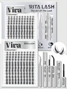 Viva | RITALASH 120pcs MangaMagic Collection Upgrade U Lashes With Ultra-Dense, Waterproof, Long-Lasting Lashes | Fairy | Fashion Wet Look | Beginner-Friendly DIY Lashes For A Flawless, Voluminous Look | & Must-Have Clusters - Black - View 12