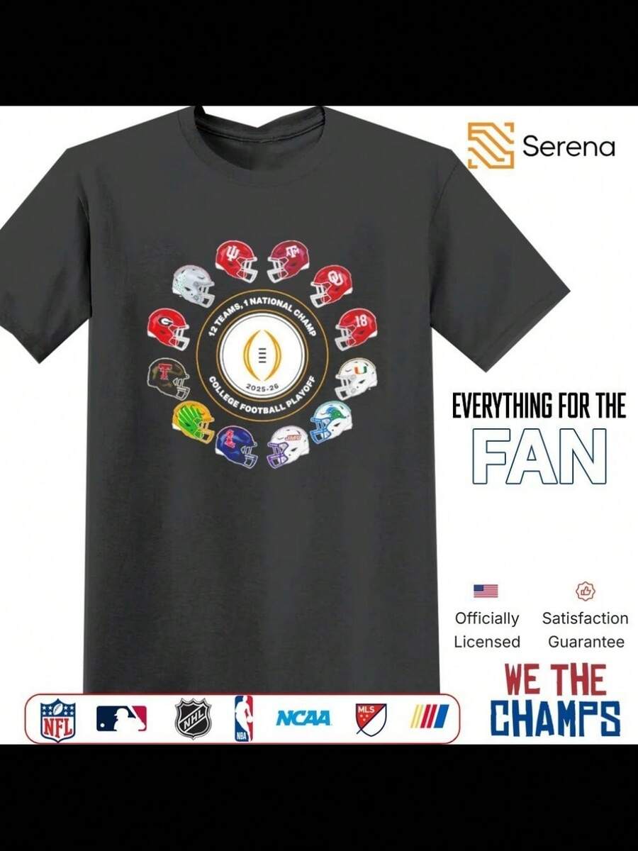 College Football Playoff 2026 Exclusive 12 Teams Playoff Shirt - 黑色 - 查看 1