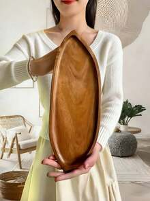Wooden Tray, Cheese Tray, Cheese Board And Tray, Snack Platter, Novel Dinner Plate, Breakfast Tray, Rosewood Cutting Board, Solid Wood Salad Plate, Decorative Dish, Storage Tray, Wedding Tray, Suitable For Restaurant, Gift, Outdoor, Living Room Cabinet, Kitchen Display, Coffee Shelf, Modern Style Wooden Tray - Brown - View 3