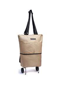 二合一可折叠购物车，带轮子，轻便可折叠，配有可重复使用的购物袋，大容量旅行包，防水手推车包，男女通用，适合购物、旅行、露营、居家和户外活动，旅行必备配件 - 彩色 - 查看 13