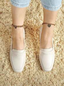 New Women Summer Chunky Heel Shoes Solid Color Casual Fashion Sandals Low Heel Slip-On Shoes (Please Order One Size Up As The Shoes Run Small) - Beige - View 4