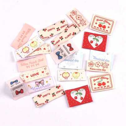 20개 18-53mm 혼합 색상 나비/체리/사과/작은 꽃 패턴 라벨 DIY 맞춤 의류, 모자, 가방, 재봉 액세서리용