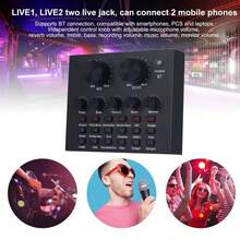 MPS-005 External Live Sound Card Mixing Console, Mini Mixing Card For Live Streamers And Youtubers - 黑色 - 查看 5