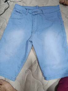 Bermuda Jeans Masculina lisa preta meida escura claro - cor clara - Visão 1