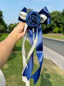 6 Stücke Hochzeitsauto Türgriff Blumen, weiße künstliche Autospiegel Blumensträuße mit Schleife, Hochzeitsauto Dekorationszubehör für Türgriffe und Rückspiegel - Verschiedenfarbig - Übersicht 14