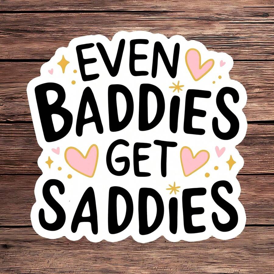 1张“坏人遭殃”贴纸，可爱爱心笔记本电脑贴纸，积极语录乙烯基贴纸，心理健康礼物，防水可撕贴水瓶贴纸 - S2001 - 查看 1